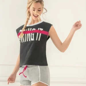 PIJAMA MUJER TALLE S GRIS TOPO