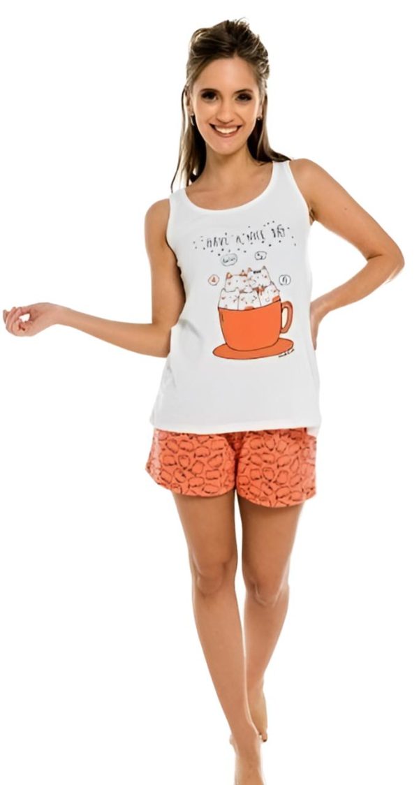 PIJAMA MUJER TALLE 1 BLANCO ESTAMPADO